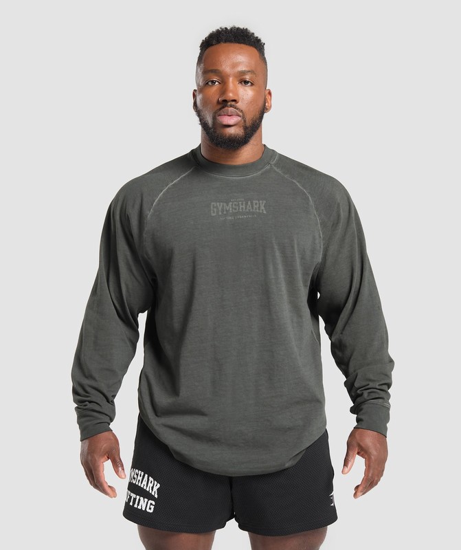 Gymshark Heavyweight Long Sleeve T-Shirt Black / Wash | 16980SNKH