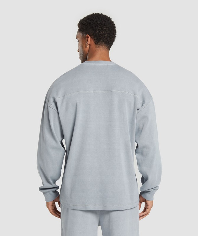 Gymshark Heavyweight Rib Crew Denim Grey / Pigment Garment | 47216KGLO