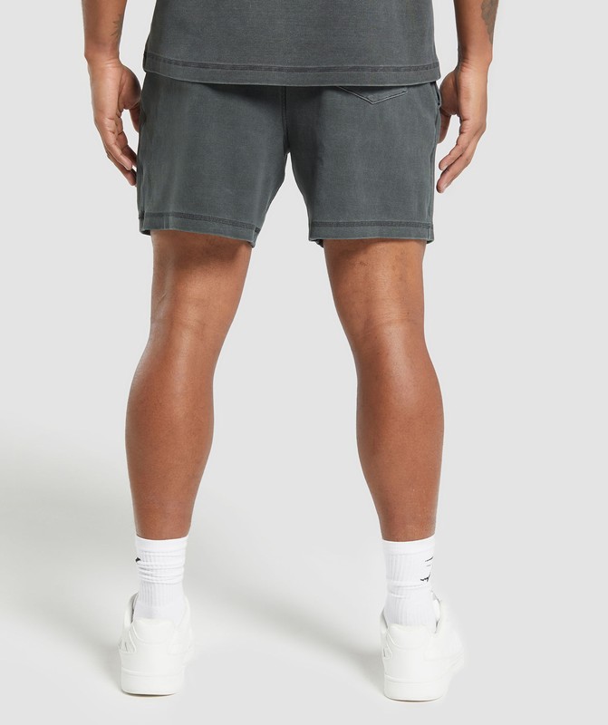 Gymshark Heavyweight Ribbed Shorts Asphalt Grey / Pigment Garment | 95861AKEO
