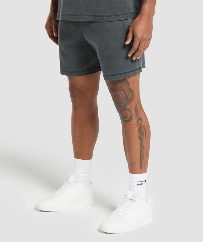 Gymshark Heavyweight Ribbed Shorts Asphalt Grey / Pigment Garment | 95861AKEO