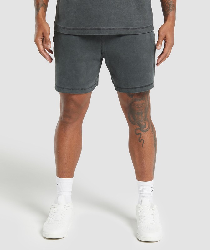 Gymshark Heavyweight Ribbed Shorts Asphalt Grey / Pigment Garment | 95861AKEO