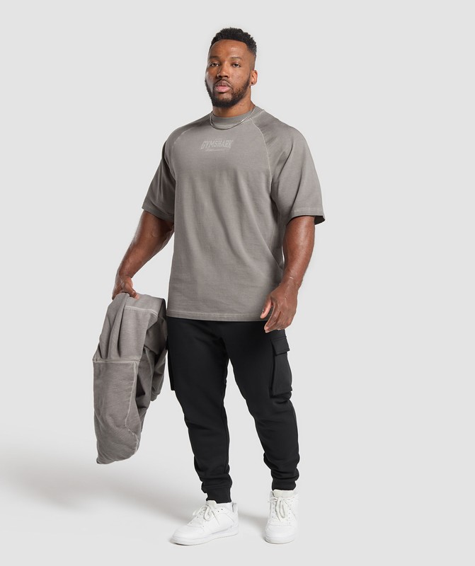 Gymshark Heavyweight T-Shirt Metal Grey /  Asphalt Grey / Wash | 96318TCGQ
