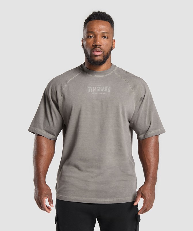 Gymshark Heavyweight T-Shirt Metal Grey /  Asphalt Grey / Wash | 96318TCGQ