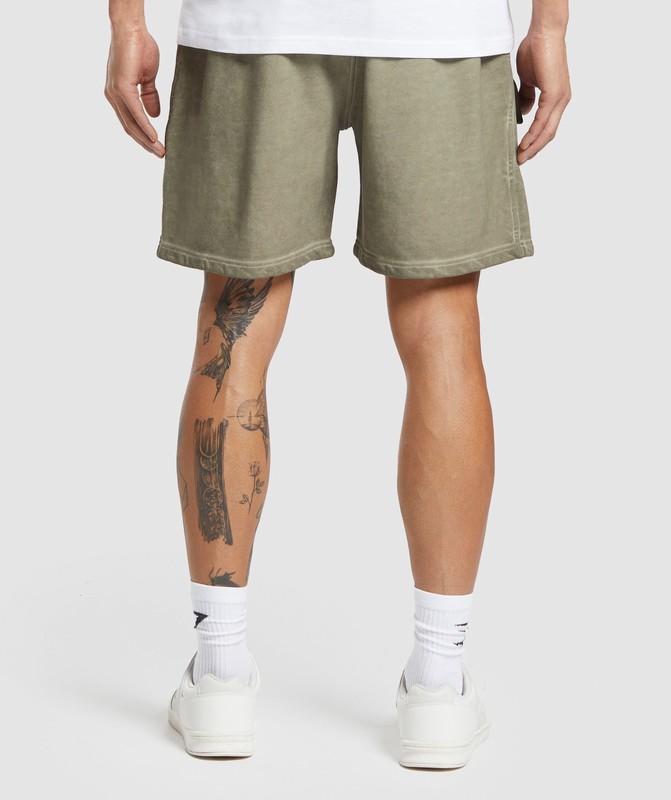 Gymshark Heavyweight Washed Cargo Shorts Utility Green | 89506CYKQ