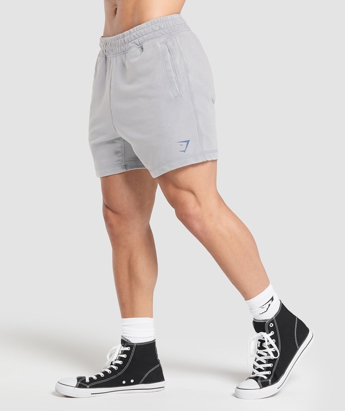 Gymshark Heritage 5" Shorts Denim Grey / Acid Wash | 95731OHWV