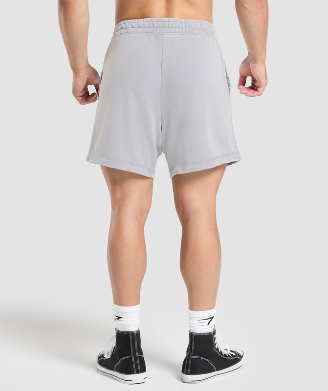 Gymshark Heritage 5" Shorts Denim Grey / Acid Wash | 95731OHWV