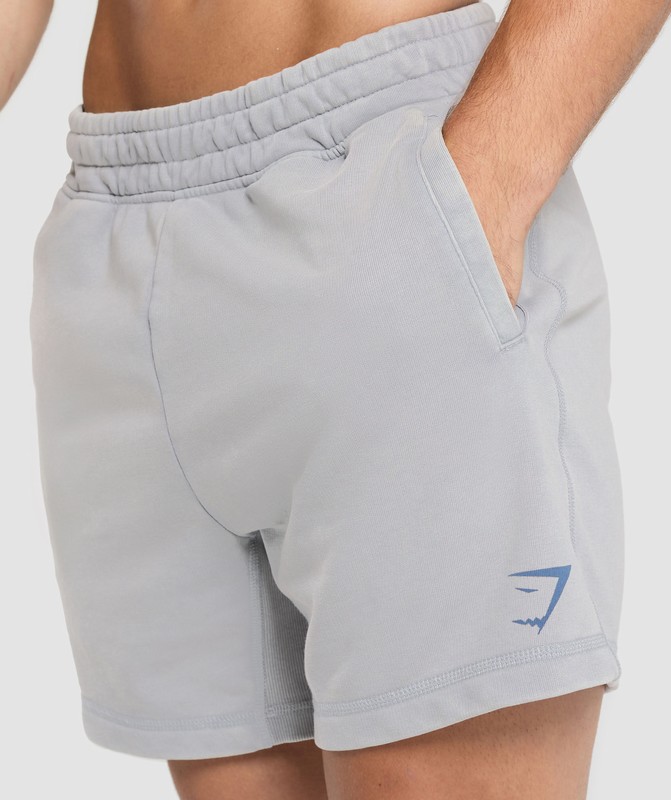 Gymshark Heritage 5" Shorts Denim Grey / Acid Wash | 95731OHWV