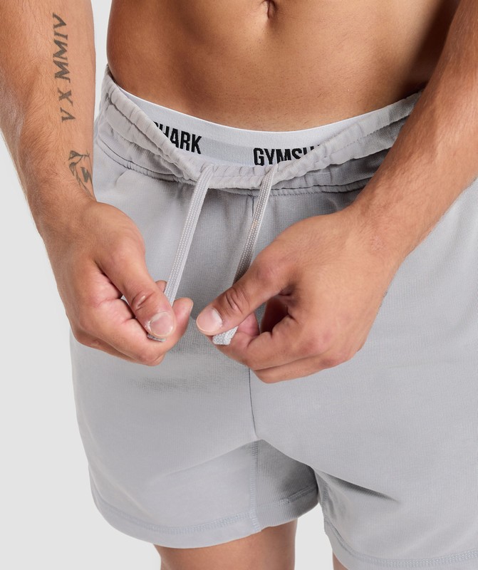 Gymshark Heritage 5" Shorts Denim Grey / Acid Wash | 95731OHWV