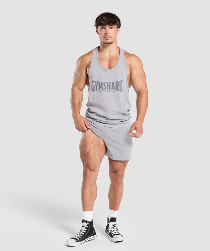 Gymshark Heritage 5" Shorts Denim Grey / Acid Wash | 95731OHWV