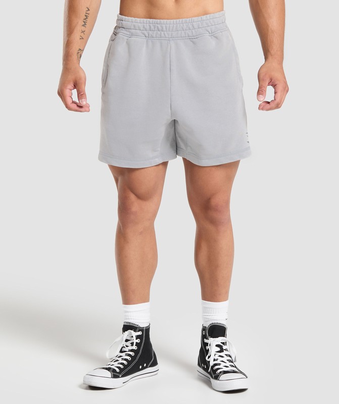 Gymshark Heritage 5" Shorts Denim Grey / Acid Wash | 95731OHWV
