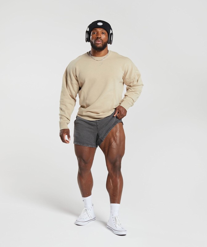Gymshark Heritage Washed Crew Desert Beige | 43520SZKI
