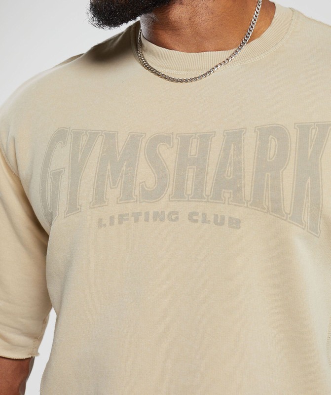 Gymshark Heritage Washed Short Sleeve Crew Desert Beige | 43821UEYA