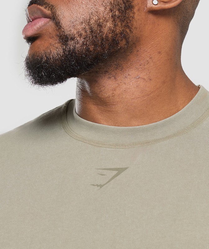 Gymshark Heritage Washed T-Shirt Utility Green / Acid Wash | 46317KNTG