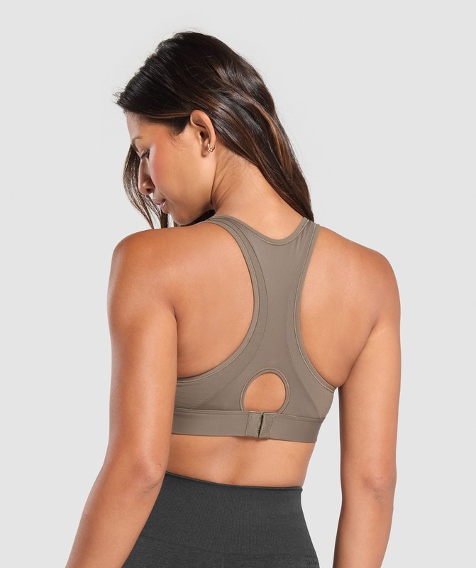 Gymshark Hybrid Sports Bra Camo Brown | 63028BQLS