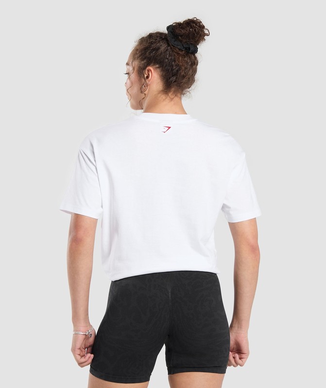 Gymshark I Love Squats Graphic Oversized Tee White | 14820UWQT