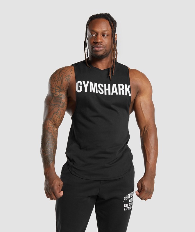 Gymshark Impact Drop Arm Tank Black | 19286OSQN