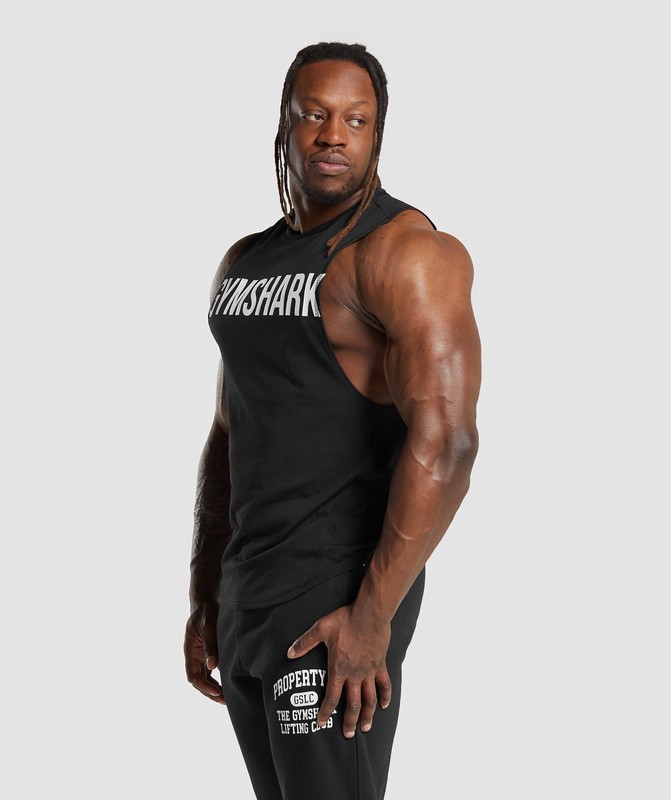 Gymshark Impact Drop Arm Tank Black | 19286OSQN
