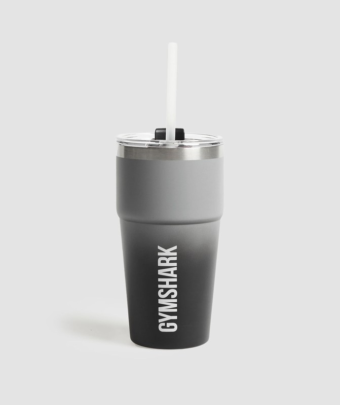Gymshark Insulated Straw Cup Smokey Grey / Black | 04753WNJF