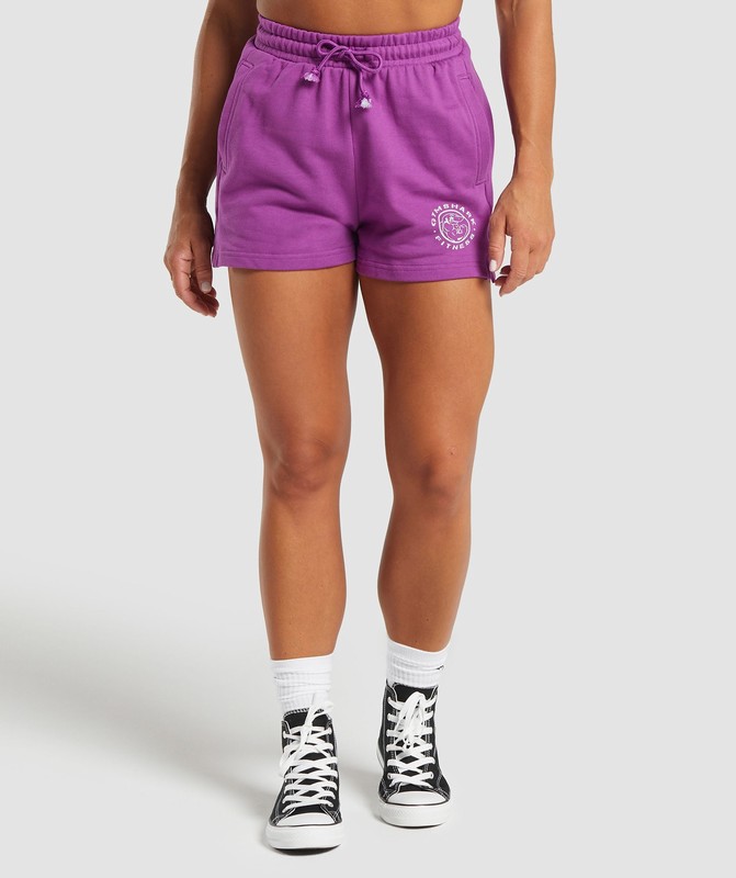 Gymshark Legacy Cotton Shorts Era Purple | 85490CIFJ