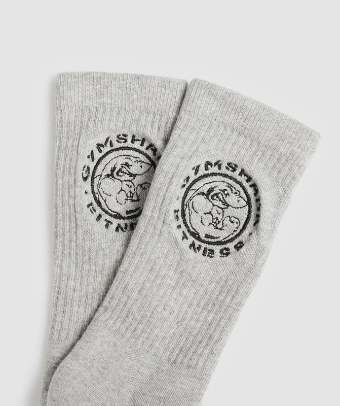 Gymshark Legacy Crew 2Pk Light Grey Core Marl | 43216CLAW