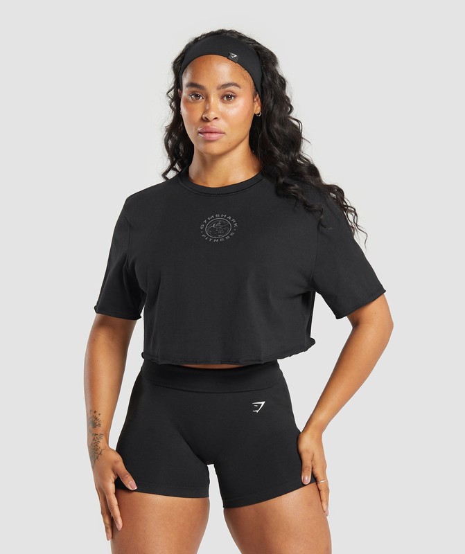 Gymshark Legacy Crop Top Black | 04386GWCM