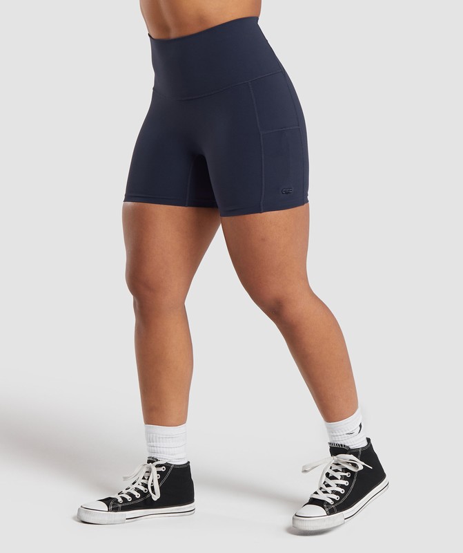 Gymshark Legacy Logo Tight Shorts Heavy Blue | 17568AGRL