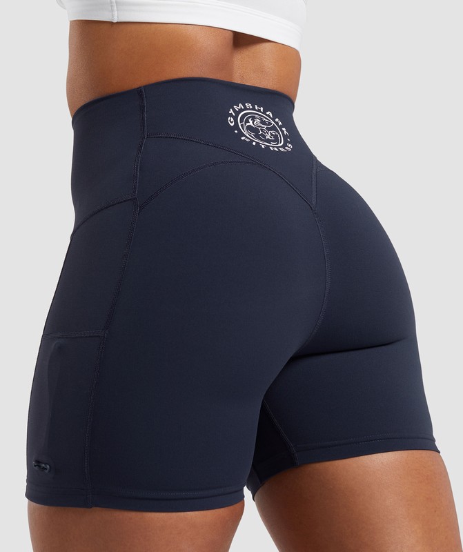 Gymshark Legacy Logo Tight Shorts Heavy Blue | 17568AGRL