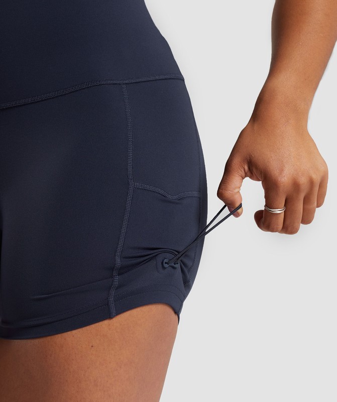 Gymshark Legacy Logo Tight Shorts Heavy Blue | 17568AGRL