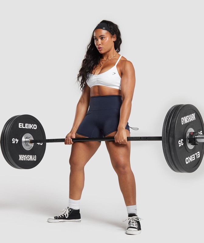 Gymshark Legacy Logo Tight Shorts Heavy Blue | 17568AGRL