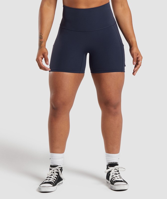 Gymshark Legacy Logo Tight Shorts Heavy Blue | 17568AGRL