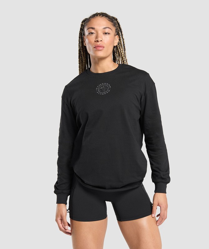 Gymshark Legacy Oversized Long Sleeve Top Black | 39172NBQG