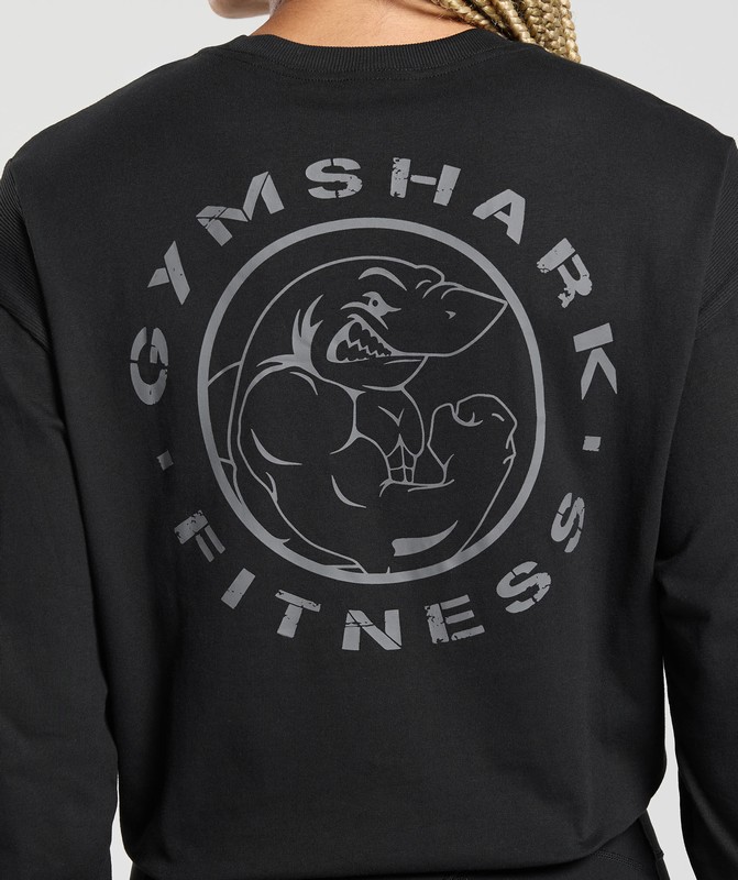 Gymshark Legacy Oversized Long Sleeve Top Black | 39172NBQG