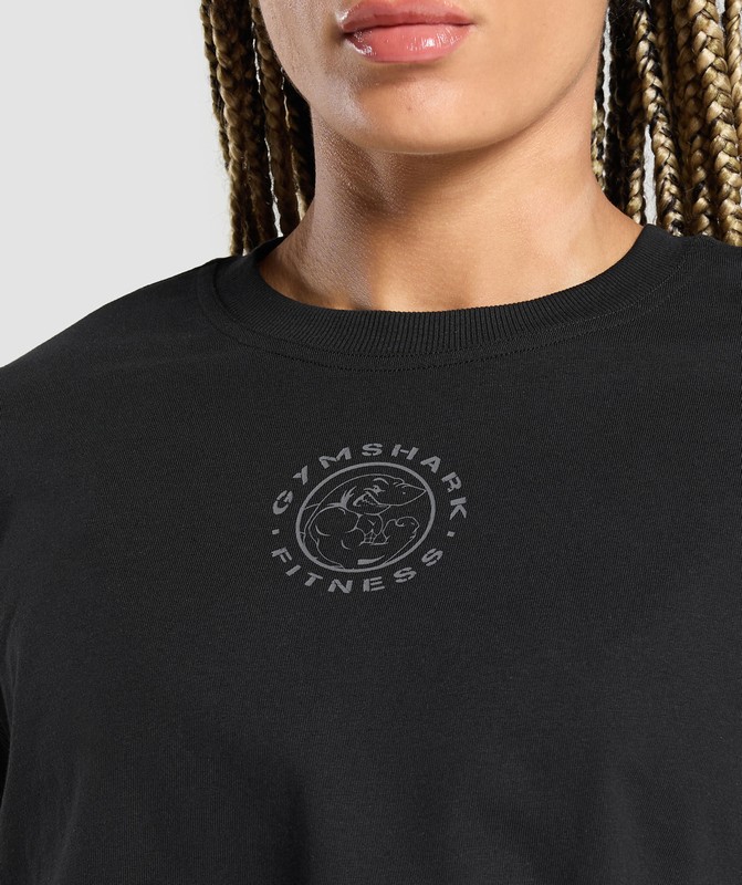 Gymshark Legacy Oversized Long Sleeve Top Black | 39172NBQG