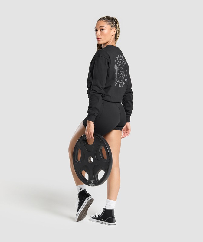Gymshark Legacy Oversized Long Sleeve Top Black | 39172NBQG