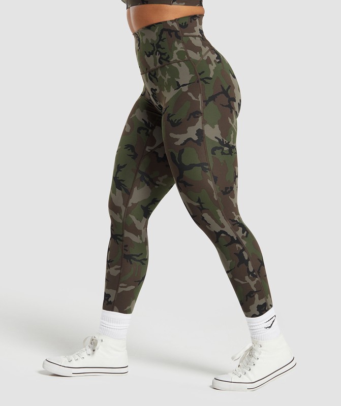 Gymshark Legacy Printed Legging Archive Brown | 78416HGWC