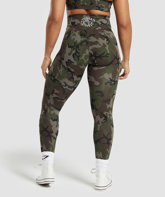 Gymshark Legacy Printed Legging Archive Brown | 78416HGWC