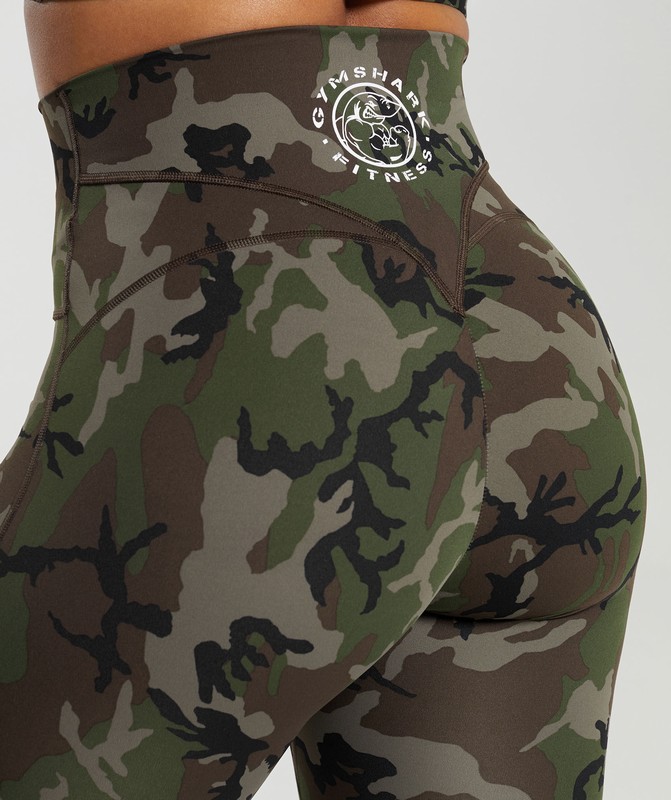 Gymshark Legacy Printed Legging Archive Brown | 78416HGWC
