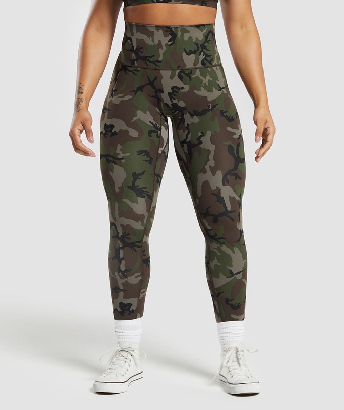 Gymshark Legacy Printed Legging Archive Brown | 78416HGWC