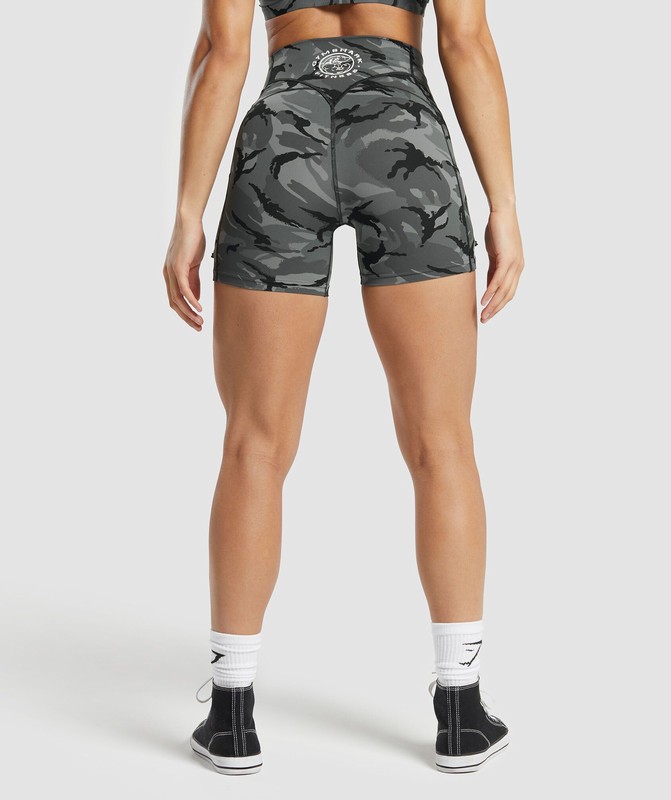 Gymshark Legacy Printed Shorts Pitch Grey | 03897EYSU