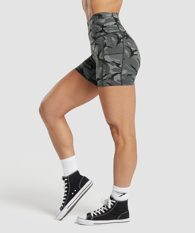 Gymshark Legacy Printed Shorts Pitch Grey | 03897EYSU