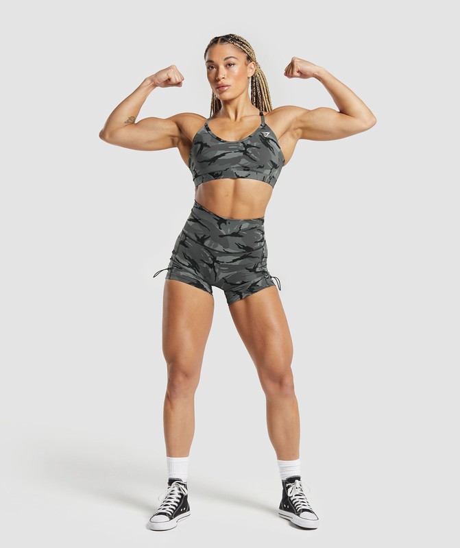Gymshark Legacy Printed Shorts Pitch Grey | 03897EYSU