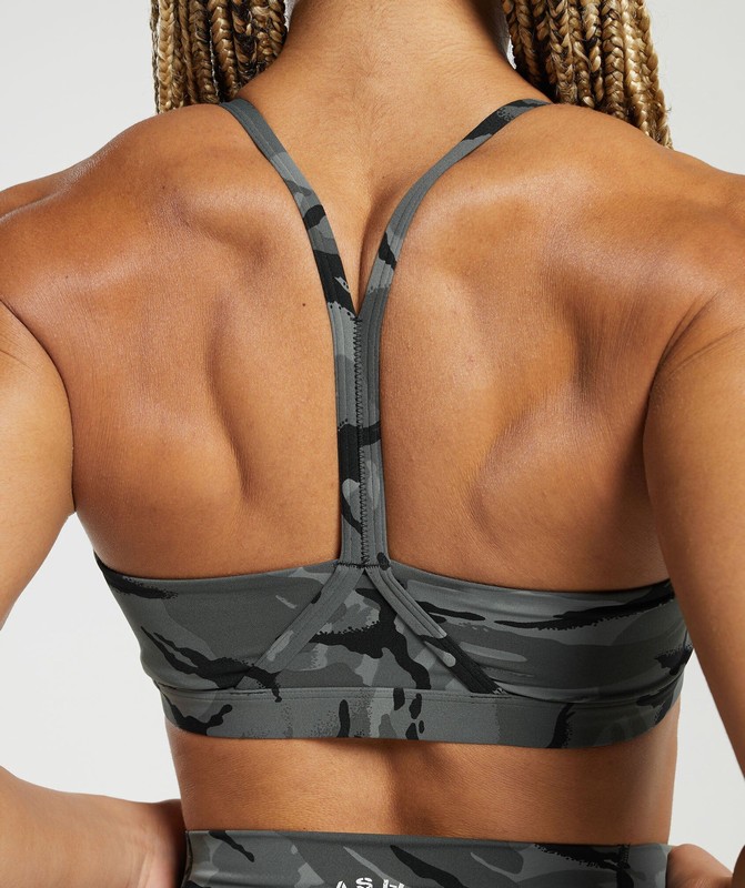 Gymshark Legacy Printed Sports Bra Pitch Grey | 96704YIXP