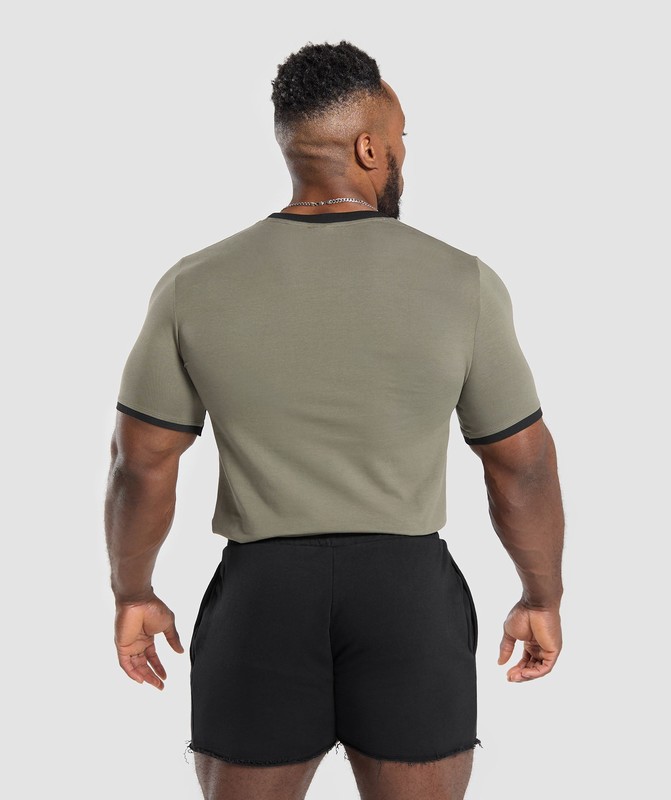 Gymshark Legacy Ringer T-Shirt Base Green / Black | 09587SJWZ