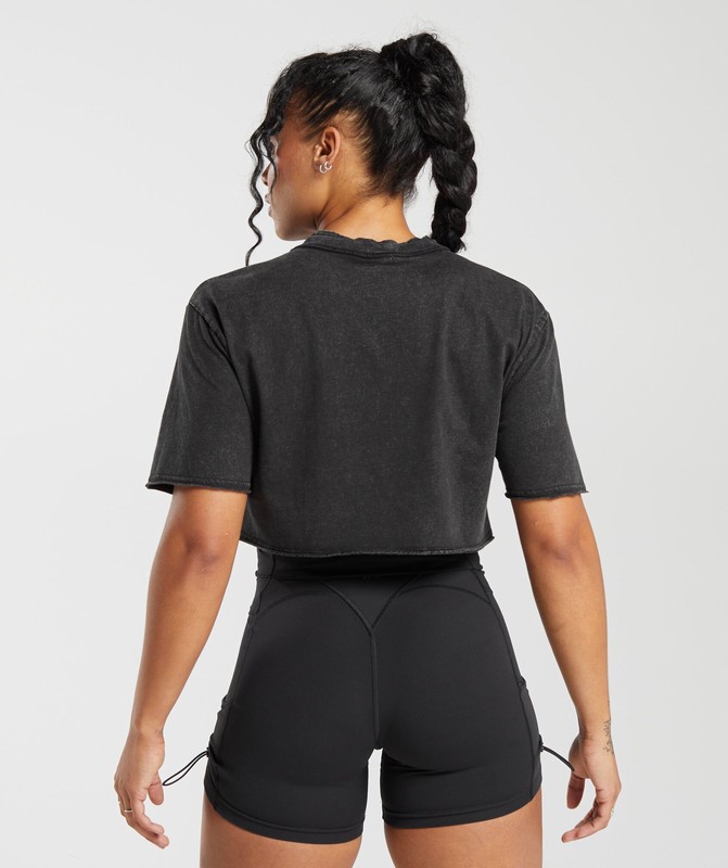 Gymshark Legacy Washed Crop Top Black | 42103MEXY