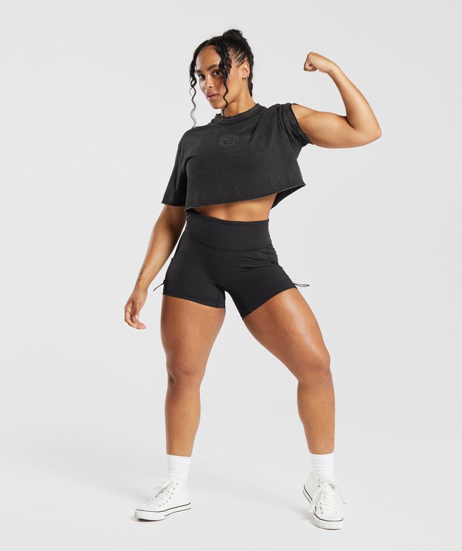Gymshark Legacy Washed Crop Top Black | 42103MEXY