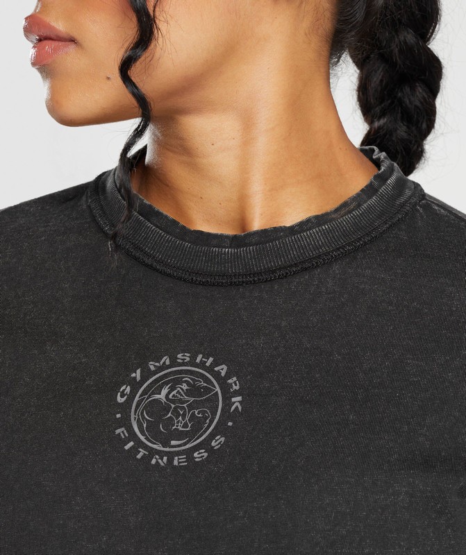 Gymshark Legacy Washed Crop Top Black | 42103MEXY