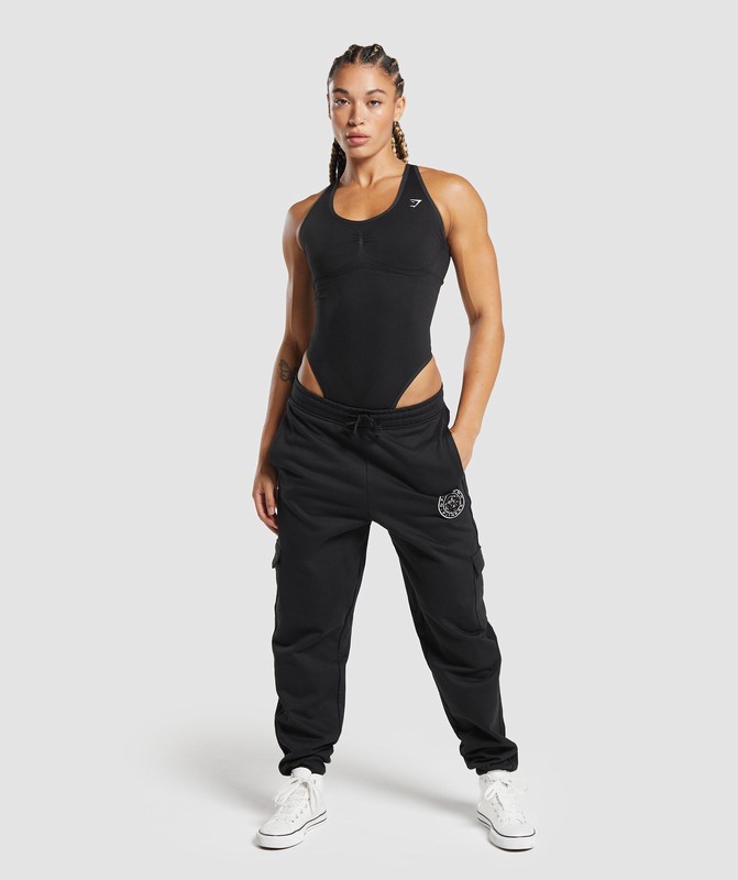 Gymshark Lift Contour Seamless Bodysuit Black / Black Marl | 46803TMIZ