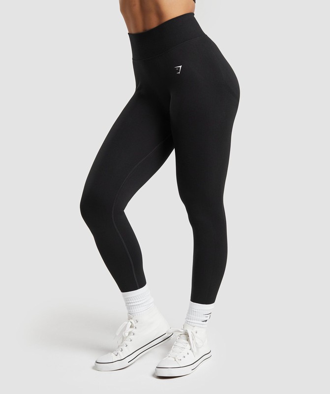 Gymshark Lift Contour Seamless Leggings Black / Black Marl | 71469QERX