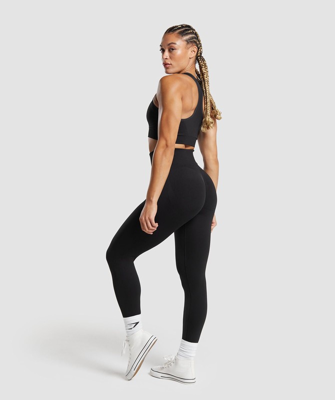 Gymshark Lift Contour Seamless Leggings Black / Black Marl | 71469QERX