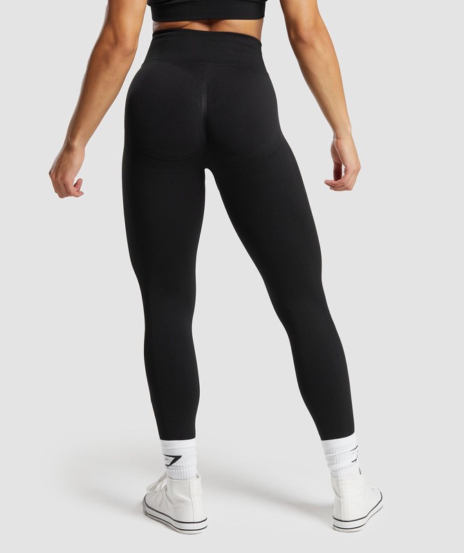 Gymshark Lift Contour Seamless Leggings Black / Black Marl | 71469QERX